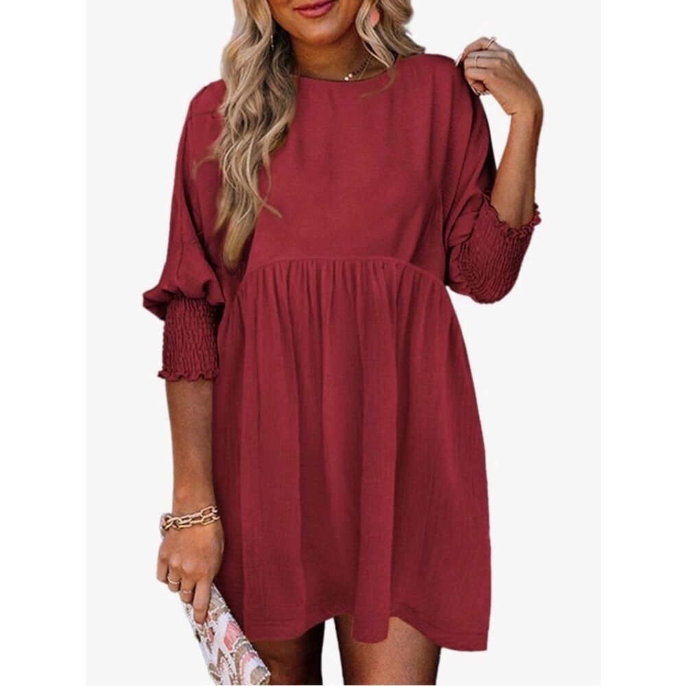 Dokotoo Casual Babydoll Dress Red Medium  NWT